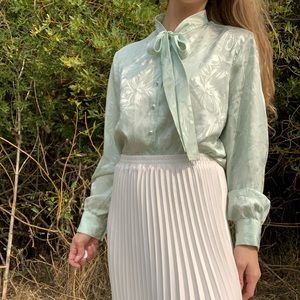 vintage mint silky tie long sleeve